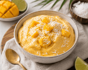 Mango-Kokos Protein-Eis zum Abnehmen