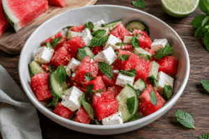 Frischer Wassermelonen-Feta-Salat