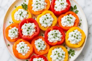 Paprikaringe mit Kräuterquark