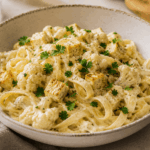 Cremige High Protein Bandnudeln mit Blumenkohl und Tofu Cremige High Protein Bandnudeln mit Blumenkohl und Tofu